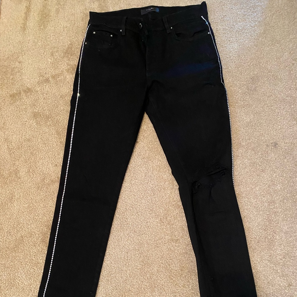 AMIRI Black Skinny Jeans with Silver Accents